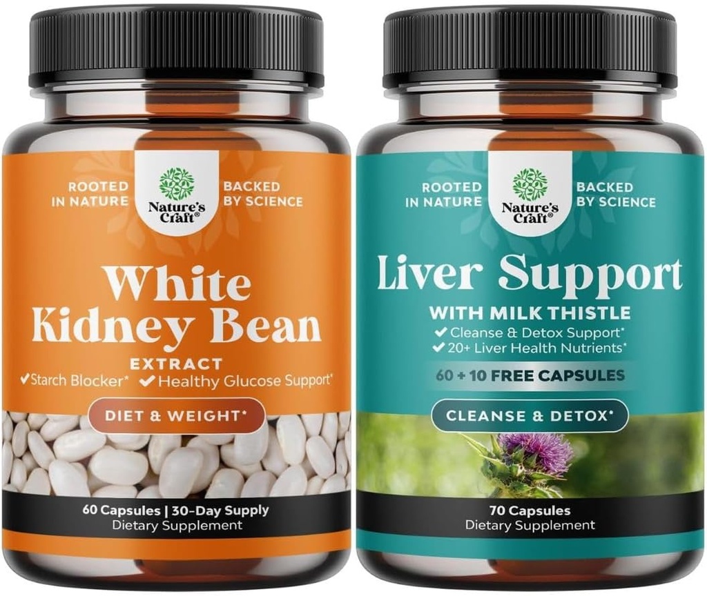 Doğal Beyaz Kidney Bean Ekstraksiyonu - Digestive Health Diyetary Fiber ve Workout Supplement and Liver Cleanse and Detox & Tamir Formula - Herbal Liver Support Supplement with Milk Thistle