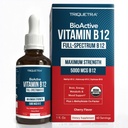 BioActive Vitamin B12 5000 mcg | 3 BioActive Forms Plus Methylfolate Cofactor - Methylcobalamin, Adenosyl & Hydroxy | Sublingual Liquid Drops, Berry Flavor, Organic, Non-GMO, Vegan (1 oz)
