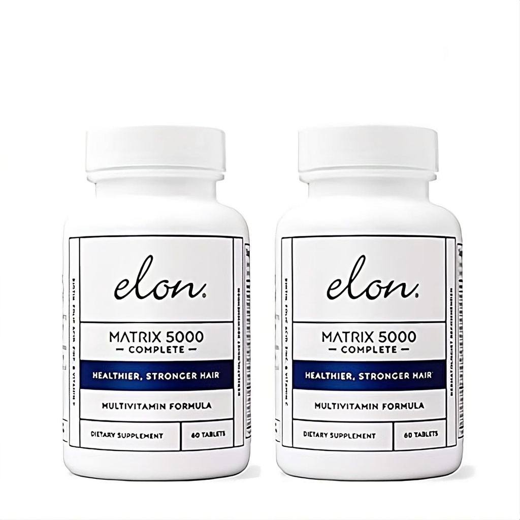 Elon Matrix 5000 Çokvitamin - Cilt, Saç ve Nail Büyüme Vitaminleri - Kadınlar ve Erkekler için Sağlıklı Saç Büyüme Vitaminleri - 5000Mcg Biotin Supplement, 2 Paket (120 Day Supply)