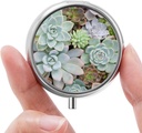 Mini Pill Box, Small Pill Box, Portable Pill Box, Cute Pill Organizer for Vitamins, Drugs, Fish Oil and Supplements (Succulent)