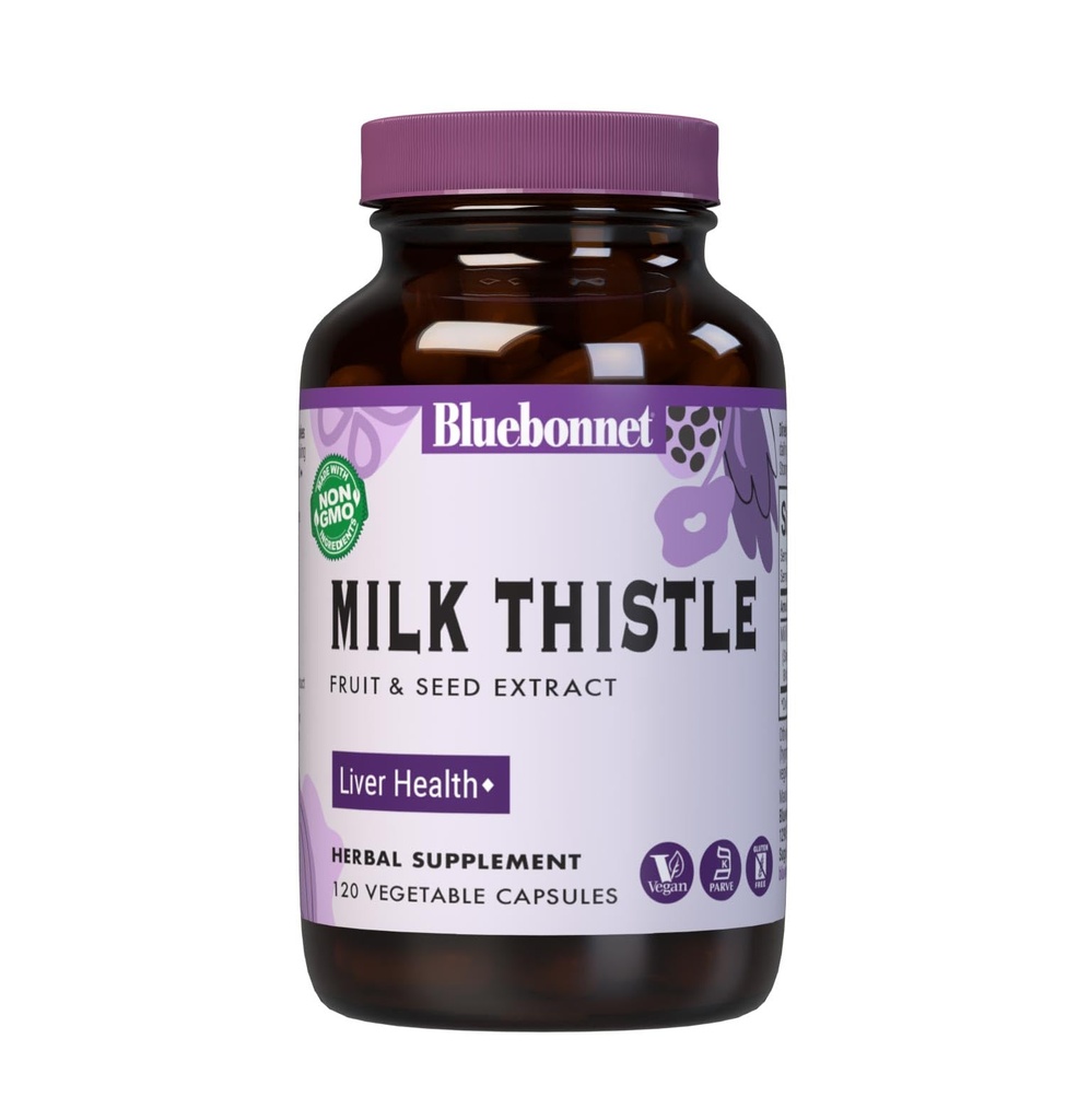 BlueBonnet Beslenme Sütü Butle Meyve ve Tohum Üretimi, Liver Health*, Non-GMO, Vegan, Kosher Sertifikalı, Gluten-Free, Soy-Free, 120 Sebze Kapsülleri, 120 Hizmet