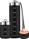 Mossime Metal Pill Organizer Weekly, Stackable Water Travel Pill Box, Büyük Alüminyum Pill Case Konteyner, Honda Free 7 Day Daily Medicine Organizer for Vitamin, Fish Oil, Supplement