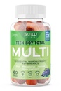 SUKU Teen Boy Multivitamin Gummies – Vitaminler A, B12, C, D3, E, çinko & Biotin – Enerji için Şekersiz Vejetaryen Supplement, Immune & Bone Health – Grape Flavor – 60 Count