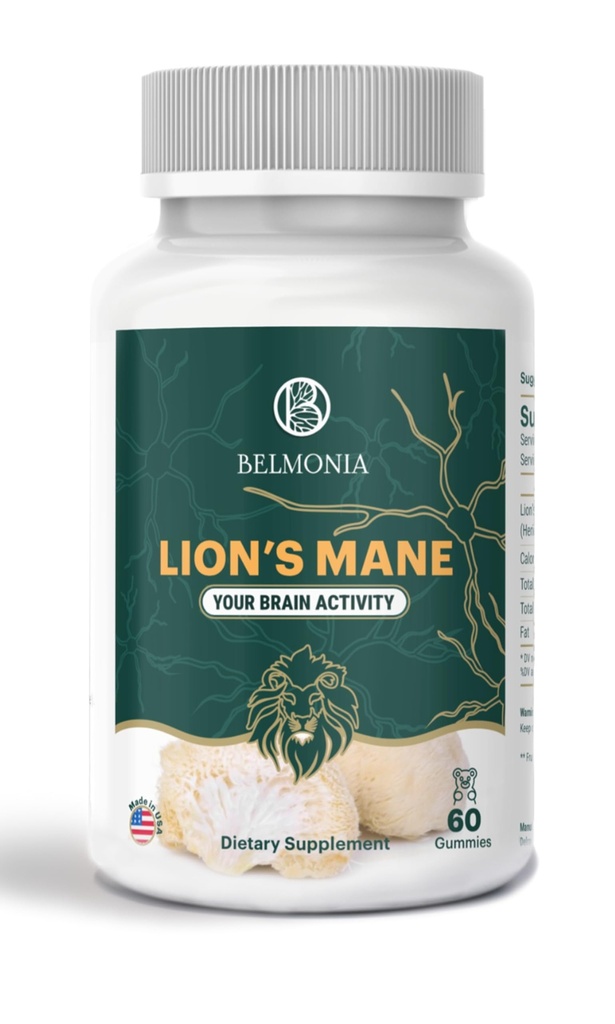 Lion's Mane Mushroom Gummies, 5400 mg per Service*, Brain Health Supplements for Yetişkinler, Cognitive Focus Memory Supplement, 60 Count, Superfood Organic Gummies