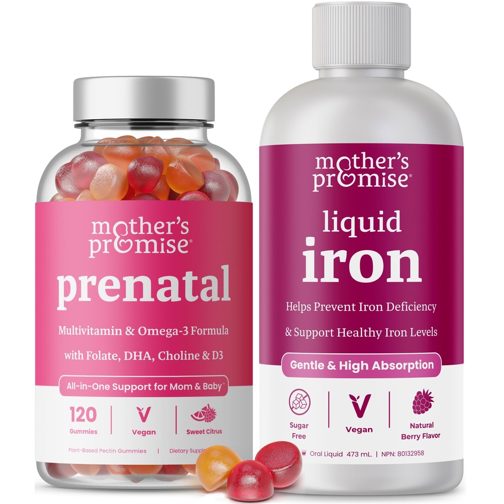 Mother's Promise Prenatal Gummies & Liquid Iron Sche