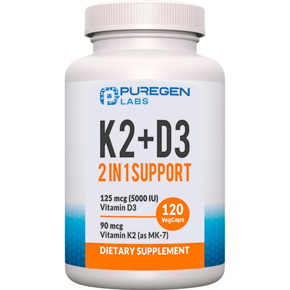 1 Yüksek Potency Formula 9006 Vitamin K2 (MK7) ve 5000 IU Vitamin D3 Tamam I Non-GMO Formula, Swallow Vitamin D & K Kompleks, 120 Capsules I 4-Month Supply