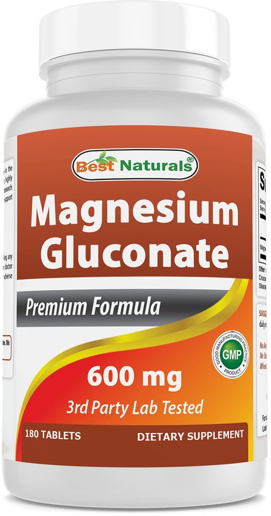 En İyi Doğal Magnezyum Gluconate (35 mg Elemental Magnezyum 600 mg of Magnezyum Gluconate) 180 Tablet