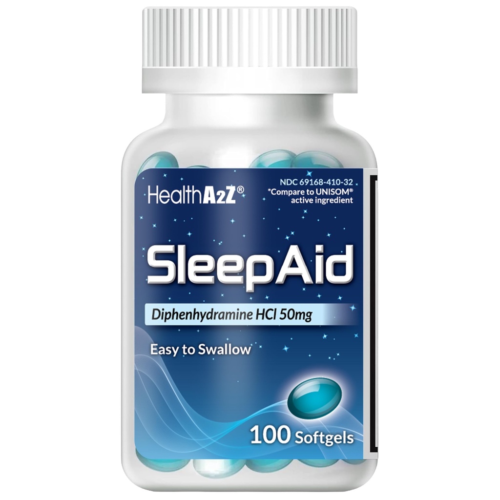 HealthA2Z Sleep Aid, Diphenhydramine Softgels, 50 mg, Supports Deeper, Restful Sleep, Non Habit-Forming (100 Counts)