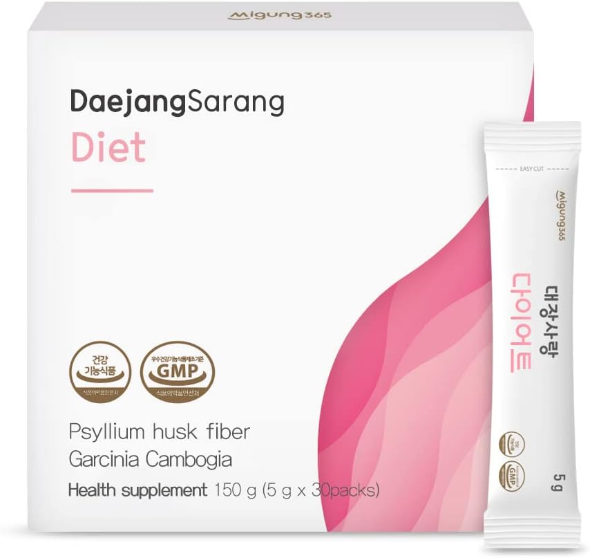 Daejang Sarang (Garcinia Cambogia, 30 Sticks) - Psyllium Husk Fiber Supplement, Digestive Health & Constipation Relief. Plant-Based Malzemeler, Ekstra Kuvvet 5,500 mg & HCA 780 mg.