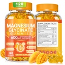 Magnezyum Glycinate Gummies 600 mg, Chewable Sugar Free Pyum Magnezyum Gummies Magnezyum Glycinate, Vitamin D, B6 ve CoQ10 Uyku, Rahatlama, Beyin & Kas, 120 Kont