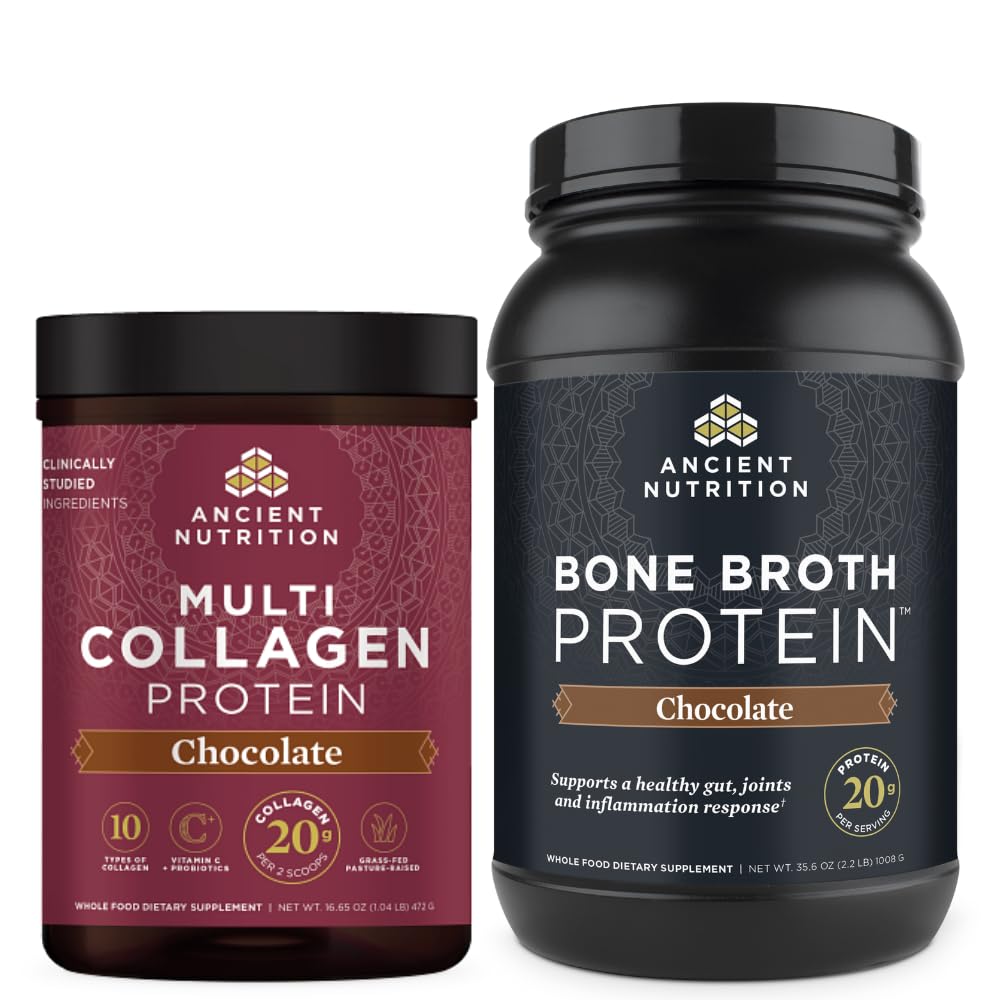 Eski Beslenme Multi Collagen Protein Toz, Çikolata, 40 Hizmet + Bone Broth protein Toz, Chocolate, 40 Hizmetler