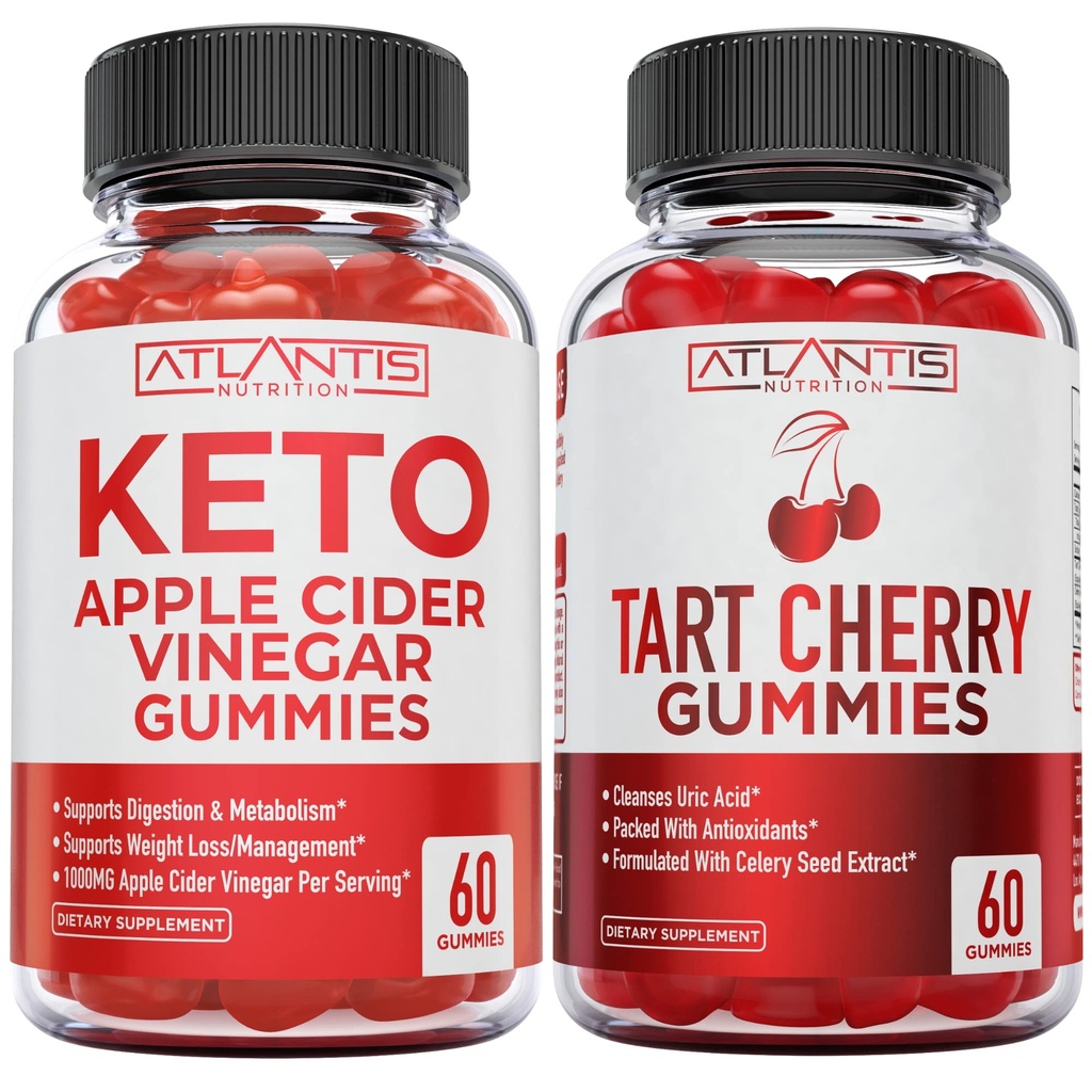60 Keto Apple Cider Vinegar Gummies Gelişmiş Kilo Kaybı + 60 Tart Cherry Gummies ile Celery Tohum Ekstradüksiyonları