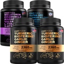 MEDCHOICE Turmeric & Ginger (240ct), Sleep Melatonin (90ct) ve Nootropic Brain (60ct) Tamam Sche - Wellness Trio for Brain, Sleep, & Immune Support - Vegan, Non-GMO, Gluten-Free-Free-GMO, Gluten-Free-Free