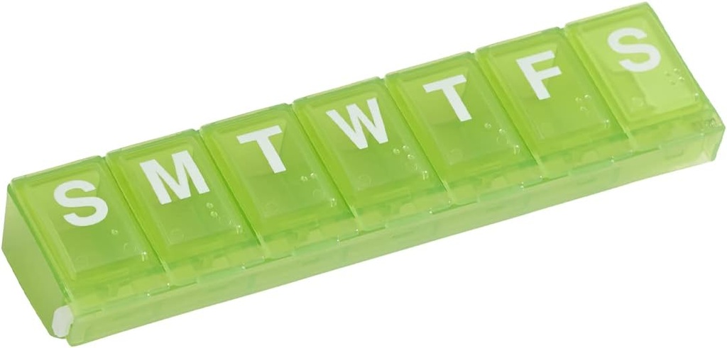 EZY DOSE Weekly (7-Day) Pill Planlayıcı, Tıp Davası, Vitamin Organize Kutu, Güvenli Reçeteli İlaçlara Karşı Büyük Kilitleme ve Kazalı Spilling'i Önlemek, Yeşil Reçeteli İlaçları Önlemek ve Kazalama Önlemek