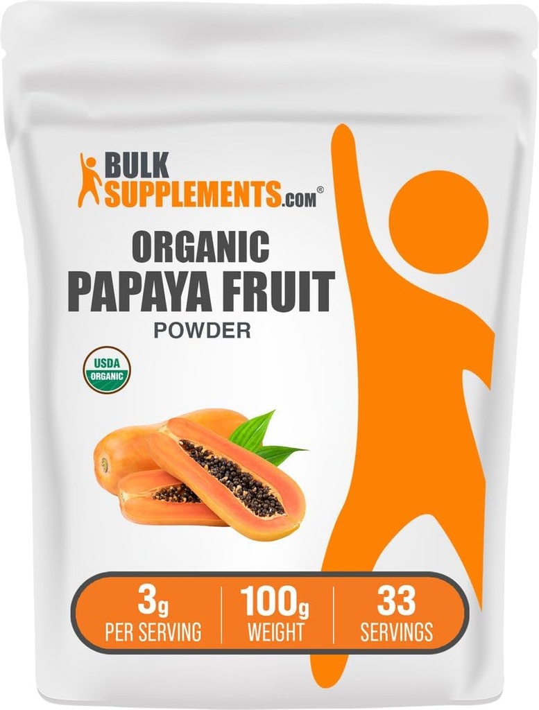 BulkSupplements.com Organik Papaya Meyve Tozu - Karica Papaya Meyvesinden Kaynaklandı - Gluten Free, 3g per Service, 100g (3.5 oz) (Pazar 1)