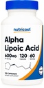 Nutricost Alpha Lipoic Acid 600 mg Per 120 Capsules, 60 Hizmet - Bitki bazlı Caps, Non-GMO