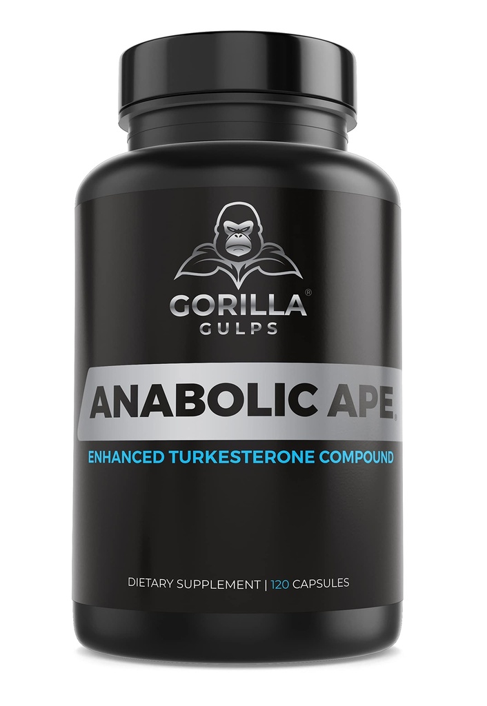 Gorilla Gulps | Menu Ape – Gelişen Turkesterone bileşikler | Turkesterone, Kretin-O-Phosphate, Ashwagandha, Bioperine | Lab Tested | 120 Vegan Capsules | Max Strength