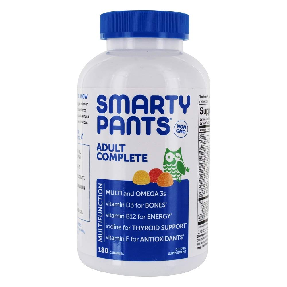 SmartyPants Adult Complete Daily Gummy Vitamins: Gluten Free, Multivitamin & Omega 3 DHA/EPA Fish Oil, Me 12, Vitamin D3, Non-GMO, 180 sayı (30 gün Supply)