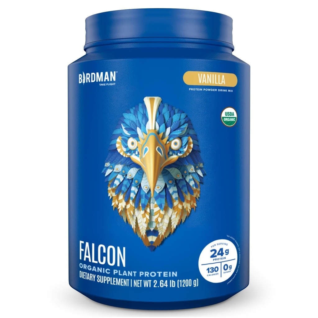 BIRDMAN Falcon Vegan Protein Toz Organik, Stevia & Sugar Free, Plantive Protein, Low Carb, Süt Free, Keto, Whey proteini, Probiyotik, Pea Protein | Vanilla Flavor - 37 Hizmet - 2.64lb