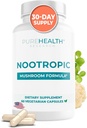 Nootropics Brain Memory and Focus Supplement - Lions Mane, Shiitake, Chaga, Reishi Mushrooms Toz - Bacopa Monnieri ve Gingko Biloba Ekstraksiyonu ile Biliş Sağlığı Geliştirin, 60 Capsules
