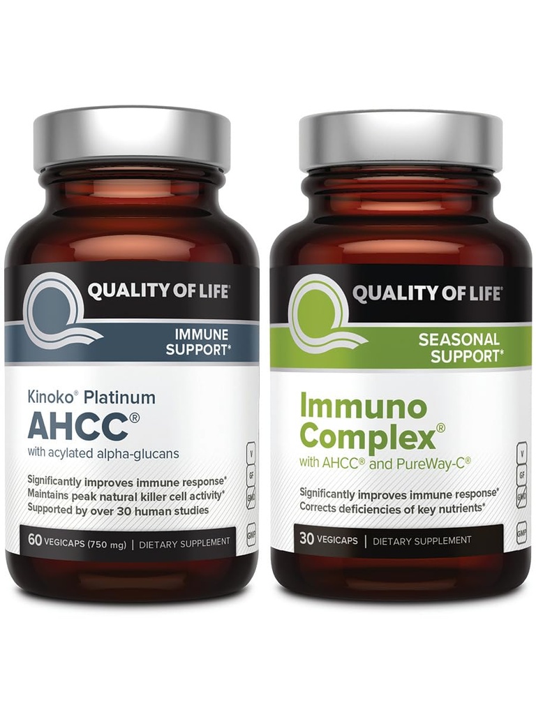 Life AHCC Kinoko Platinum Mushroom Extract ve Immuno Kompleksi C - Ultimate Immune Support Sche