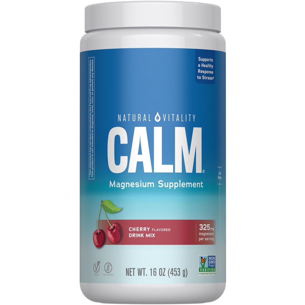 Doğal Vitality Calm, Magnezyum Supplement, Anti-Stress Drink Mix Toz, Gluten Free, Vegan, & Non-GMO, Cherry, 16 ozzz