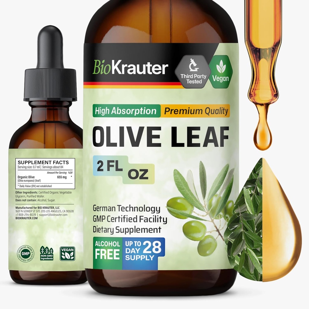 BIO KRAUTER Zeytin Broşürü Sıvı - Zeytin Yemek Desteği için Tatlı ve Şeker Ücretsiz - Vegan Drops 2 Fl.Oz.