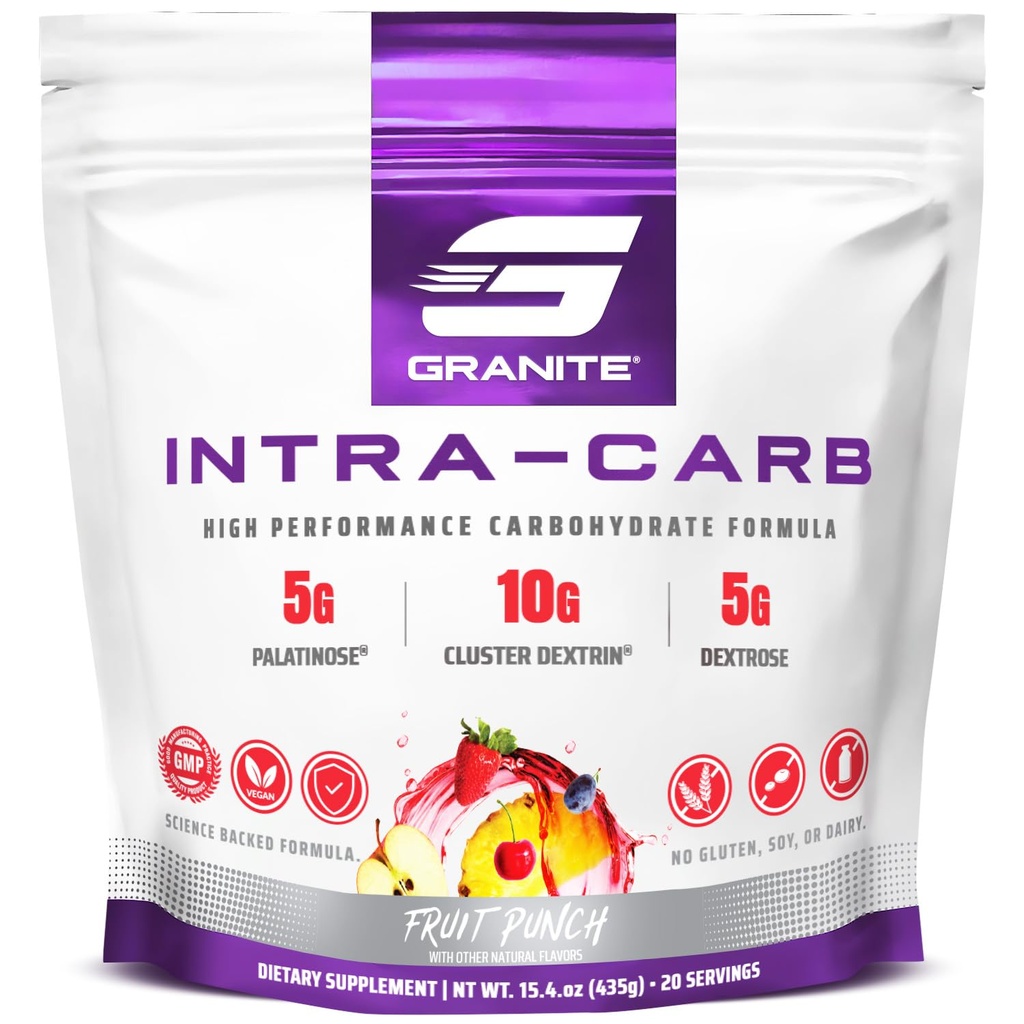 Granite Intra Carb Toz, Meyve Shvor, High-Performance Carbohidrat Mix with Cluster Dextrin, Palatinose, & Dextrose, Supports Energy and Education (20 hizmet)