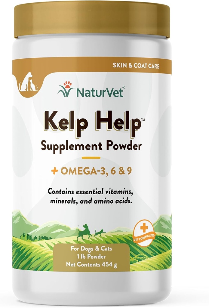 NaturVet Kelp Plus Omegas Skin'e yardım ediyor ve Köpekler ve Kediler için Öner, Toz, ABD'de Global Kaynakları Malzemeler 1 Pound
