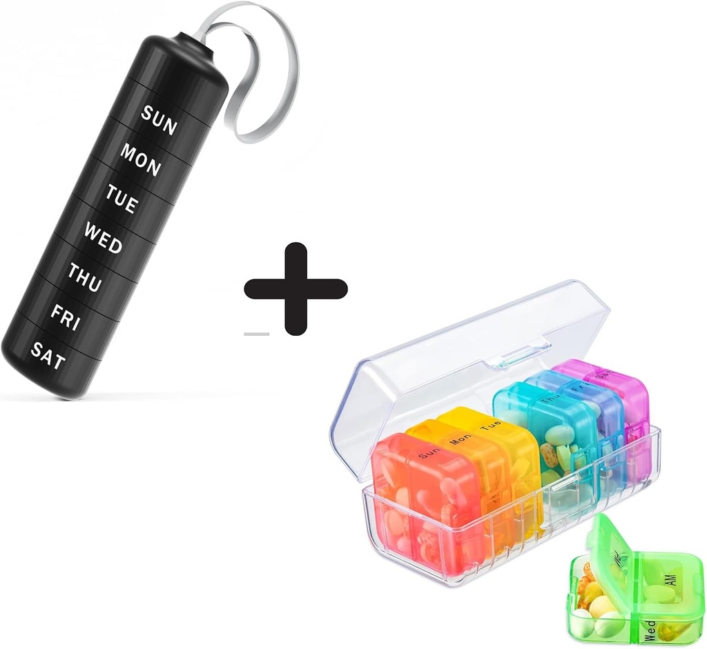 Zoksi Travel Pill Organizer, Daily Supplement Organizer, Portreatif Vitamin Vaka 7 Detachable Large Karşılaştırmalı, Haftalık Pill Box 7 Gün Dışarıda, Office, Home (Black)