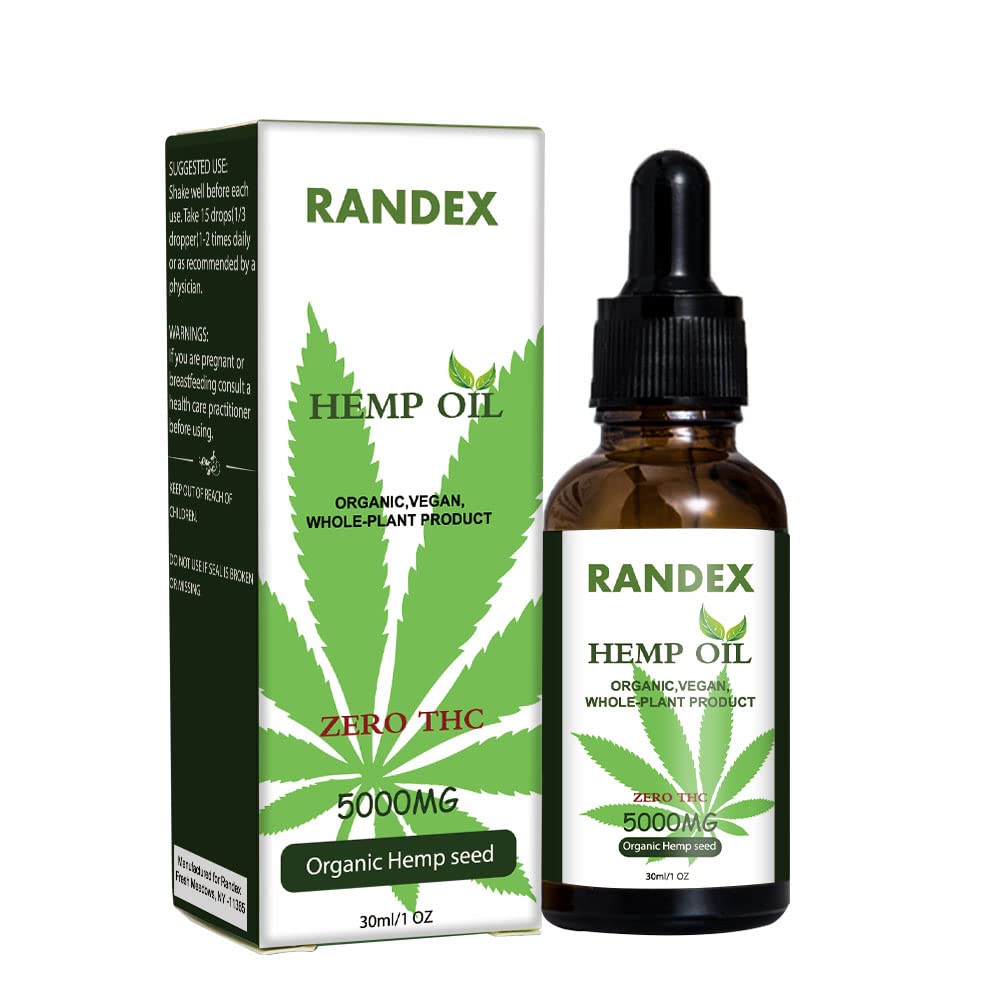 (2 Pack) 5000 mg Organik Soğuk Basınçlı Hemp Petrol - Omega 3-6-9'da Zengin - Doğal Hemp Drops - ABD'de Made in USA