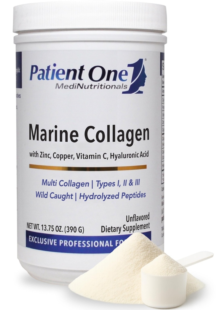 Patient One Marine Collagen | Powder Supplement to Provide Whole-Body Support* | with Types 1, 2 and 3 Collagen, Plus Collagen Cofactors | 13.75 oz