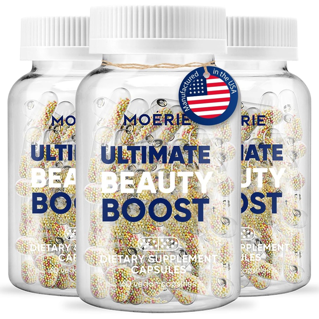 Kadınlar ve Erkekler için Moerie Saç Büyüme Tamamı - Saç Skin ve Nails Biotin, Q10 & Minerals - For Tier, Fuller Saç ve Saç Kayıp Tedavisi - Gelişmiş Beadlet Teslimat Sistemi - 180 Pills