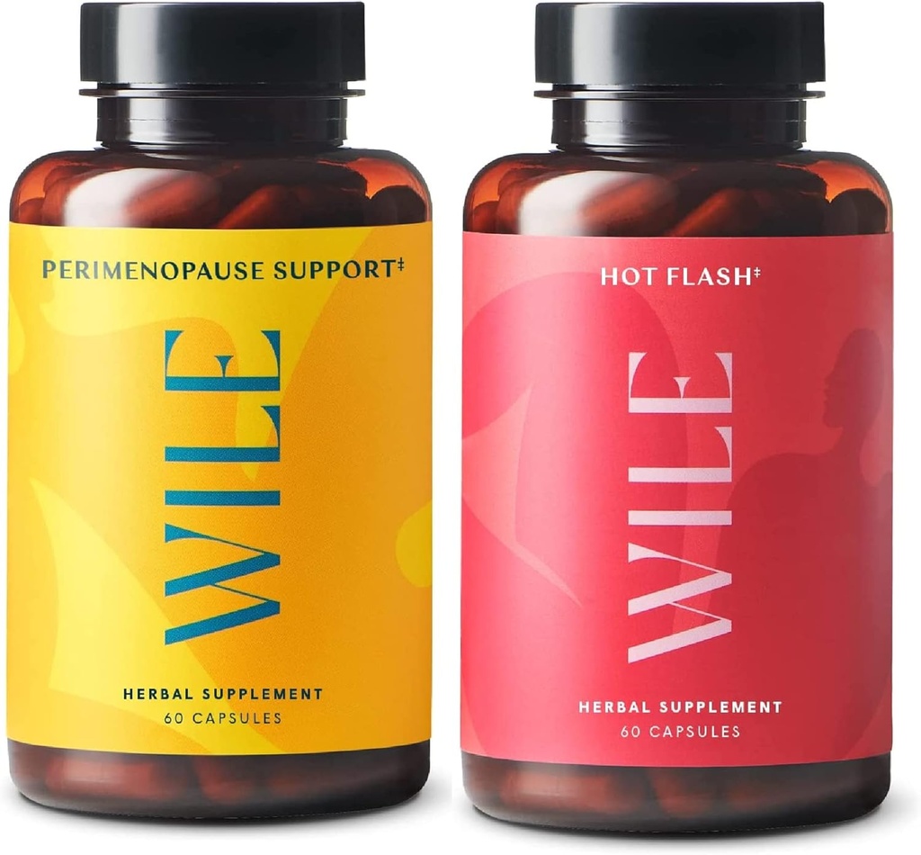 Wile Perimenopause Support + Hot Flash Supplements, 2Pack Menopause Support for Women, (2) Şişes of 60 Capsules Her, 120 Toplam 120 Toplam