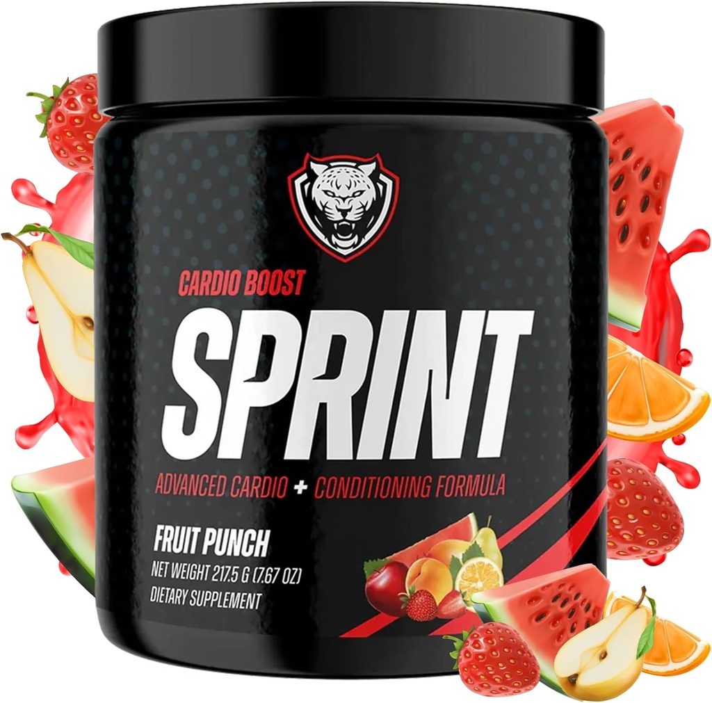 6AM Run Sprint - Pre Workout Powder for Instant Energy Boost for Cardio and Focus - No Jitters, High Energy Conditioning Formula - All Natural, Keto, Vegan (Fruit Punch, Full Bottle)