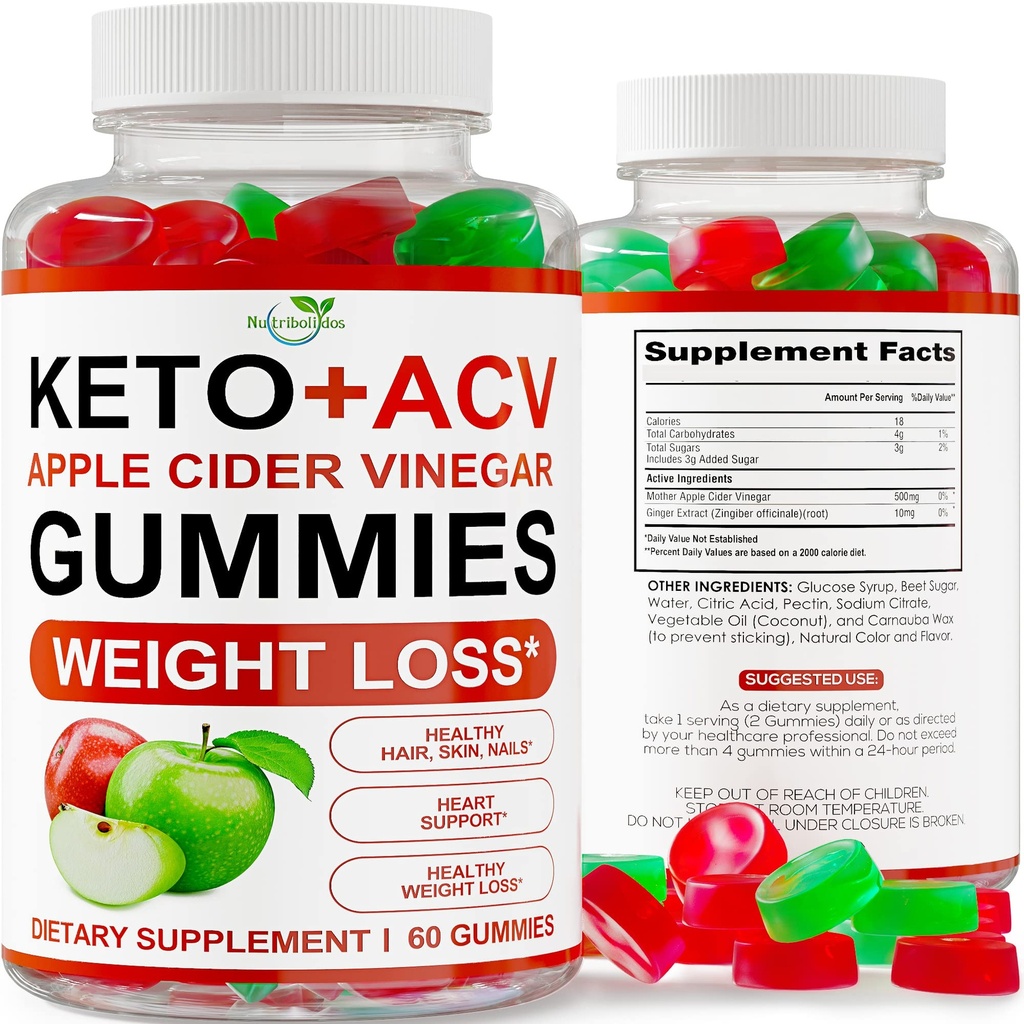 Keto ACV Gummies Advanced Weight Loss - ACV Keto Gummies for Weight Loss - Keto Gummy Supplement for Women and Men - Cleanse - Detox - Apple Cider Vinegar - Made in USA