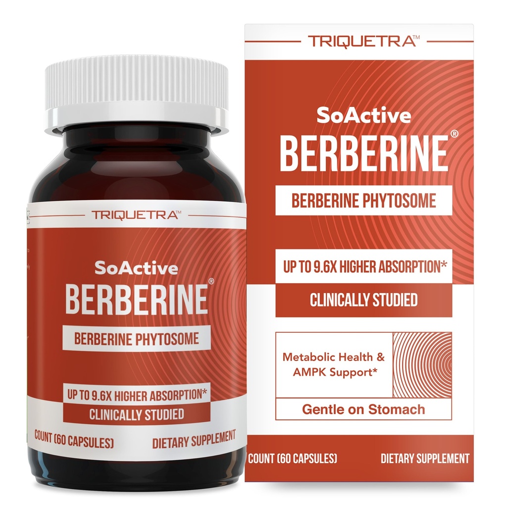 SoActive Berberine 550 mg: 9.6X Yüksek Aborpsiyon, Klinik olarak Studied, Phytosome | Supports Metabolism & AMPK Aktivasyonu | Non-GMO, Soy-Free | Klinik Olarak Geçerli Dose | 60 Hizmetler