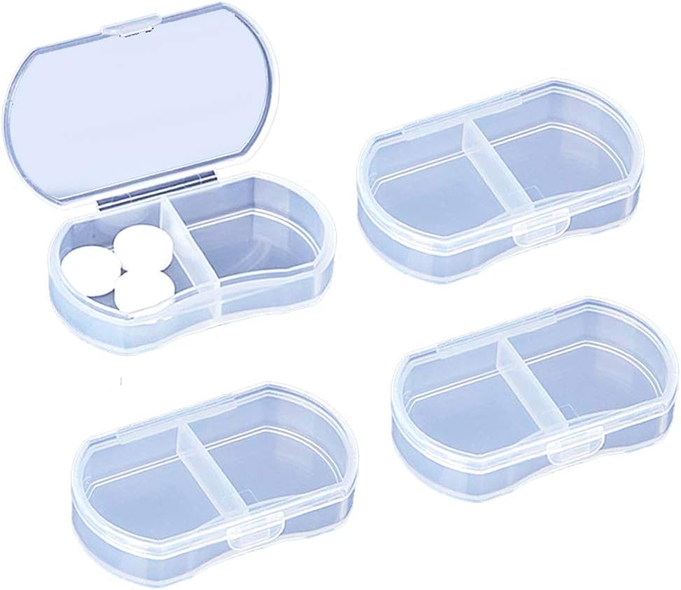 4 Regse Small Pill Organizer Portatif Seyahat Günlük Pill Konteynerleri AM & PM Mini Pill Box Vitamin, Fish Oil, Supplement Sahibi
