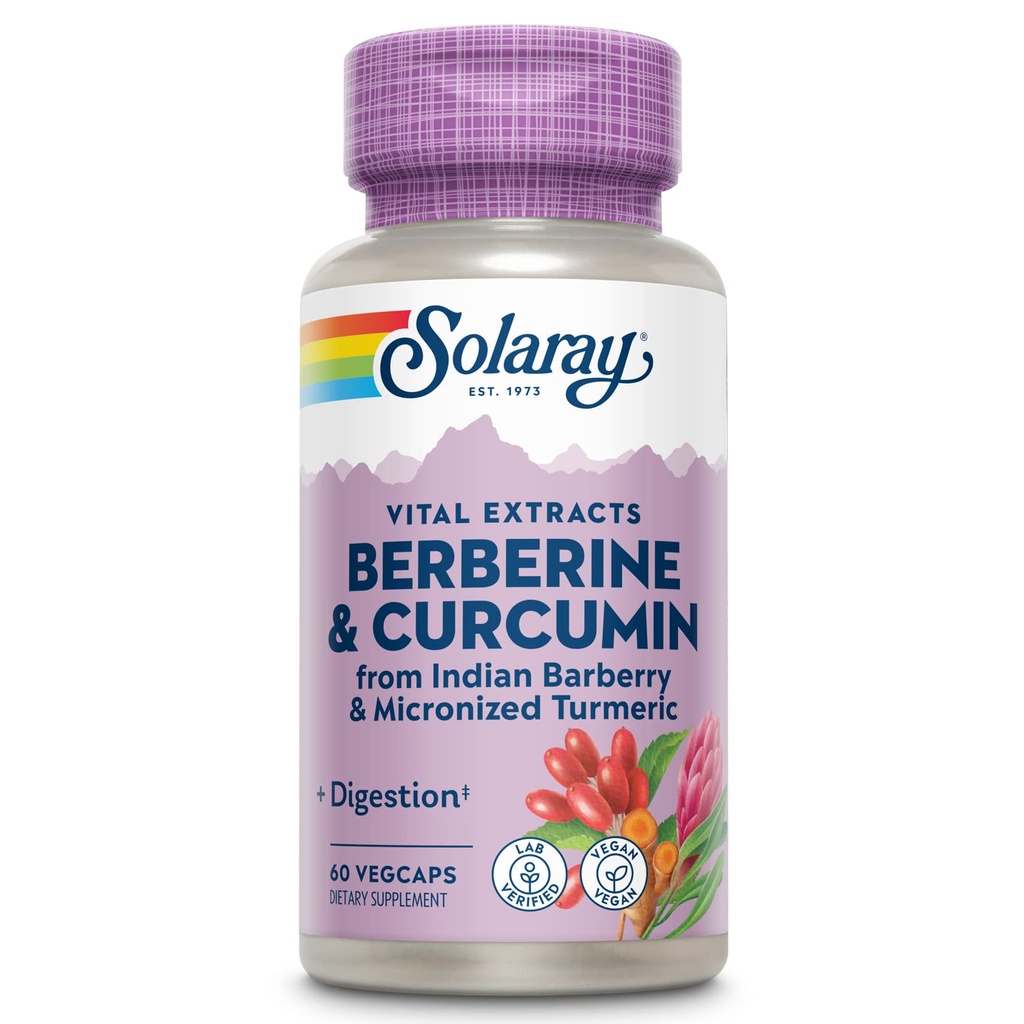 SOLARAY Berberine & Curcumin - Berberine Turmeric Supplement ile Turmeric Root - Herbal Wellness Desteği - Non-GMO, Vegan, Gluten Free, 60 günlük Garanti, 60 Hizmet