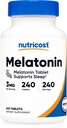 Nutricost Melatonin 3 mg, 240 Tablet - 3 mg Oda başına, Non-GMO, Gluten Free Free