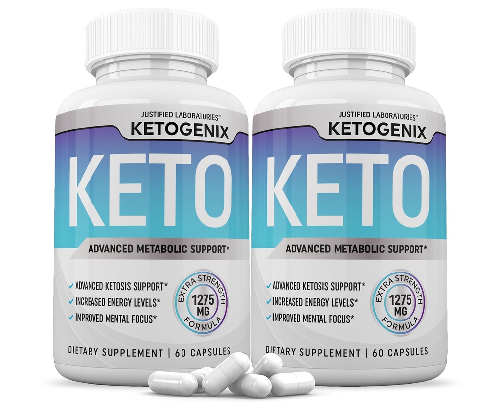 (2 Pack) Ketogenix Keto Pills 1275MG Yeni & Geliştirilmiş Formula Contains Apple Cider Vinegar Ekstra Virgin Zeytinyağı Toz Yeşil Çay Broşürü 120 Capsules