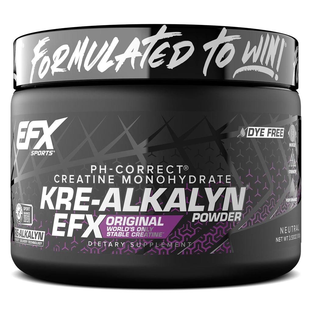 EFX Sports Kre-Alkalyn EFX Powder | pH Correct Creatine Monohydrate Powder Supplement | Strength, Muscle Growth & Performance | 66 Servings (Unflavored)
