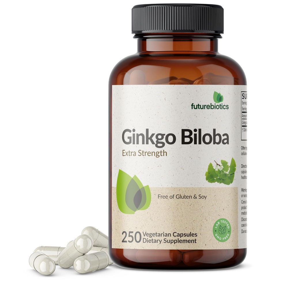 Futurebiyotiks Ginkgo Biloba Ekstra Güçlü Destekler Beyin Fonksiyonlar ve Hafıza Desteği, 250 Vegetarian Capsules