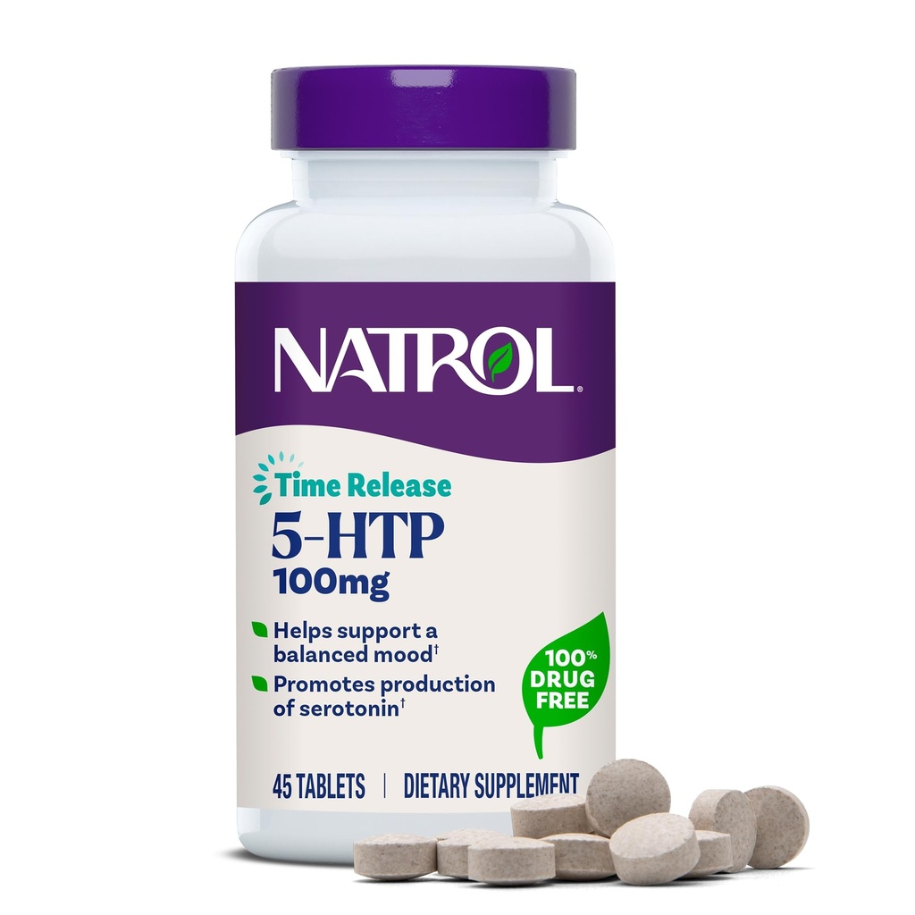 Natrol 5-HTP 100 mg, Diyetsel Supplement Dengeli Bir Mood, 90 Zaman Yayın Tabletleri, 22-45 Gün Supply