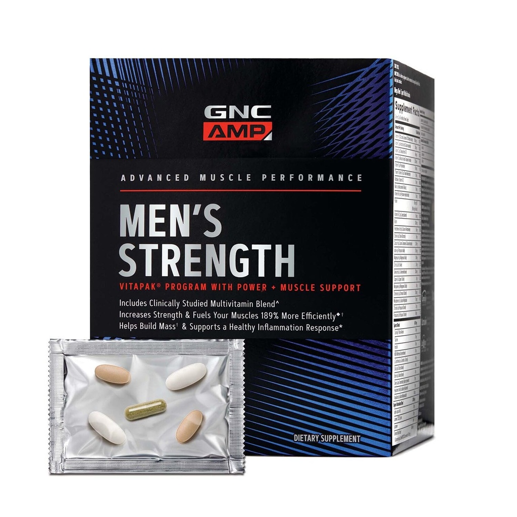GNC AMP Erkeklerin Güçlü Vitapak Programı, 1 Pack, Absorbable Kretine, Mass Building, Power Muscles, Identity Primers, testosteron Boost, Proven Malzemeler, Multivitamin, 30 Günlük Supply