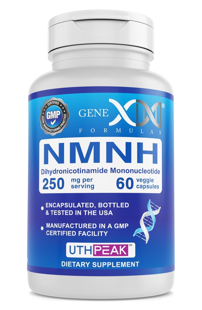 Genx Formulas 250 mg NMNH (60 Capsules - 30 Hizmet) | UthpeakTM NMNH (Dihidrnicotinamid Mononüotid) NAD+ Precursor for Health Aging - Non-GMO, Gluten-Free, Vegetarian