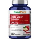 NusaPure Apple Cider Vinegar Kompleksi 1500 mg 180 Veg Caps Vegetarians and Vegans, Non-GMOMO