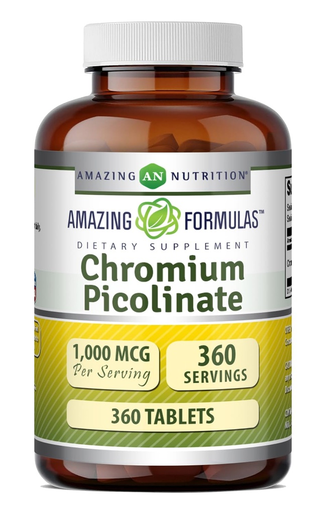 Amazing Formulas Chromium Picolinate 1000 Mcg | Tabletler Tamam | Non-GMO | Gluten Free | Made in USA (1 Pack | 360 Count)