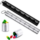 Vesici 2 Pack Metal Pi Weekly Pill Organizer Travel Pill Container 7 Günlük Sular Küçük Kapsüller Ölmüş Kadın Erkek Seyahat Açık (Black, Silver)
