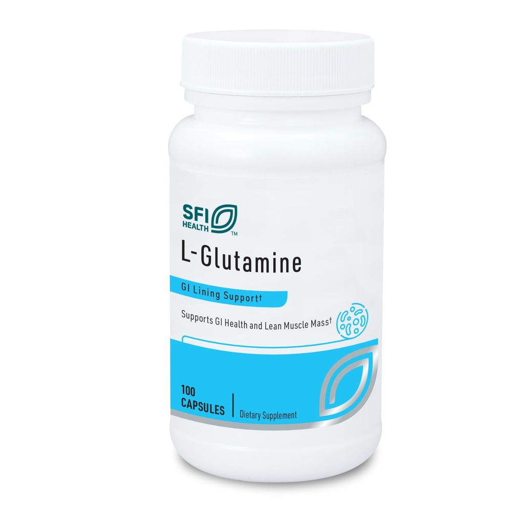 Klaire Laboratuvarları SFI Health L Glutamine Capsules - 500 Milligrams Hipoallergenik Amino Asits Supplement - Supports Muscle & GI Function - Dairy Free & Gluten Free (100 Capsules)